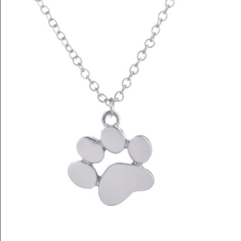 NWT Silver Plated Dog Paw Necklace